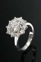 Hochwertiger Weißgold 585 Ring in Blütenform mit B…