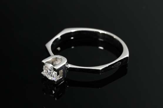 Modern 585 white gold stacking ring with diamond (… - photo 3