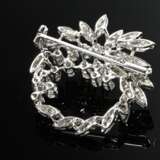 Runde Weißgold 585 Nadel „Blatt“ mit Diamanten im … - Foto 3