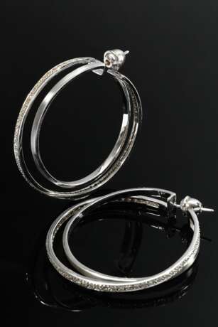 Pair of modern 750 white gold double hoop earrings… - фото 2 Pair of modern 750 white gold double hoop earrings… - фото 2