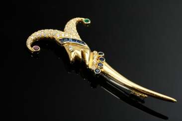 ‘C'est Laudier’ 750 yellow gold ‘Harlequin’ pin wi…