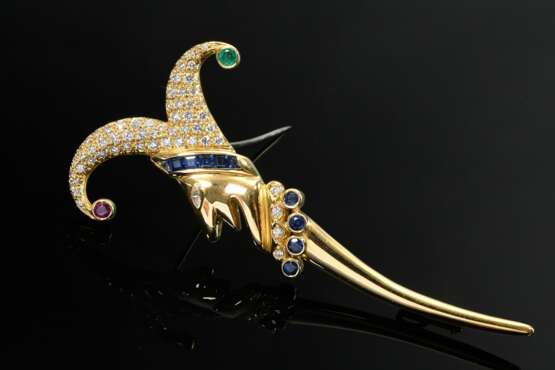 ‘C'est Laudier’ 750 yellow gold ‘Harlequin’ pin wi… - photo 3 ‘C'est Laudier’ 750 yellow gold ‘Harlequin’ pin wi… - photo 3