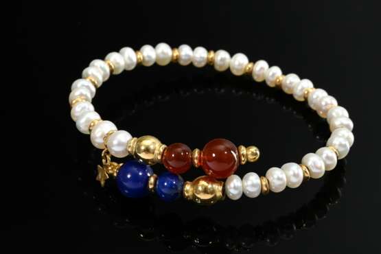 Flexible Süßwasserzuchtperlen Armspange mit 750 Ge… - Foto 1 Flexible Süßwasserzuchtperlen Armspange mit 750 Ge… - Foto 1