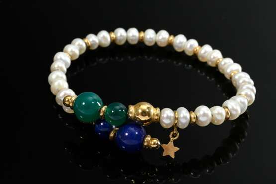 Flexible Süßwasserzuchtperlen Armspange mit Gelbgo… - Foto 1