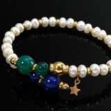 Flexible Süßwasserzuchtperlen Armspange mit Gelbgo… - Foto 1