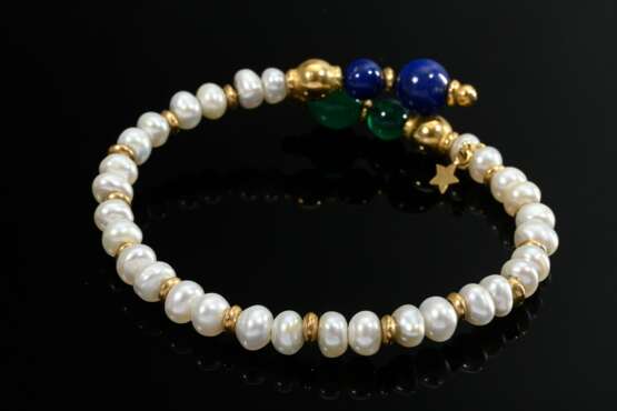 Flexible Süßwasserzuchtperlen Armspange mit Gelbgo… - Foto 2