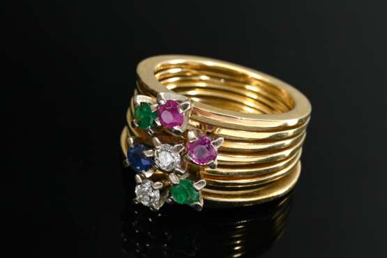 7 yellow gold 750 combination rings with brilliant… - фото 1