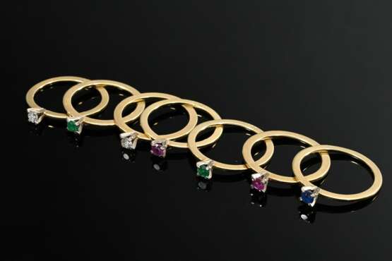 7 yellow gold 750 combination rings with brilliant… - фото 2