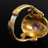 Gelbgold 900 Ring mit rosé Saphir in ovalem Ringko… - Foto 4