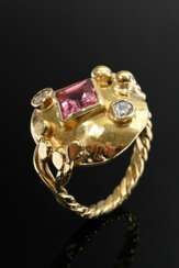750 yellow gold ring with rose-coloured tourmaline…