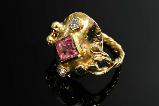 750 yellow gold ring with rose-coloured tourmaline… - photo 3 750 yellow gold ring with rose-coloured tourmaline… - photo 3