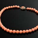Lightweight coral choker with oval gold-plated sil… - photo 1