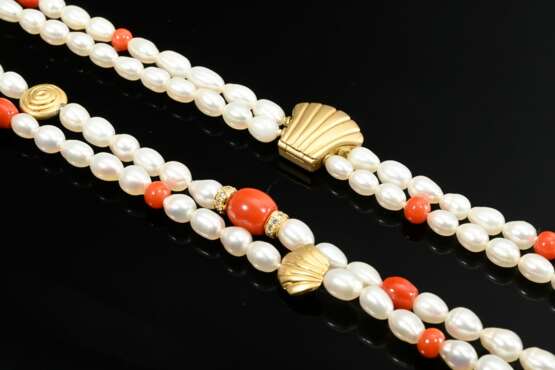 Double-row freshwater cultured pearl necklace with… - photo 2