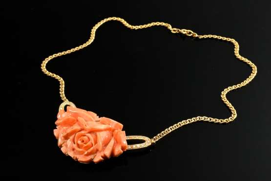 Decorative 585 yellow gold flat chain necklace wit… - photo 1 Decorative 585 yellow gold flat chain necklace wit… - photo 1
