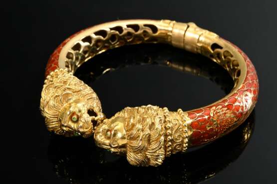 Decorative 750 yellow gold bangle with two fully s… - photo 2 Decorative 750 yellow gold bangle with two fully s… - photo 2