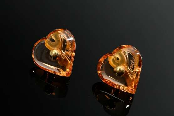 Pair of Baccarat ‘Coeur’ ear clips in apricot-colo… - фото 2 Pair of Baccarat ‘Coeur’ ear clips in apricot-colo… - фото 2