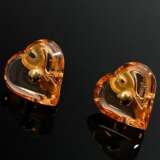 Pair of Baccarat ‘Coeur’ ear clips in apricot-colo… - фото 2