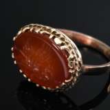 Large red gold 585/333 ring with antique carnelian… - photo 2