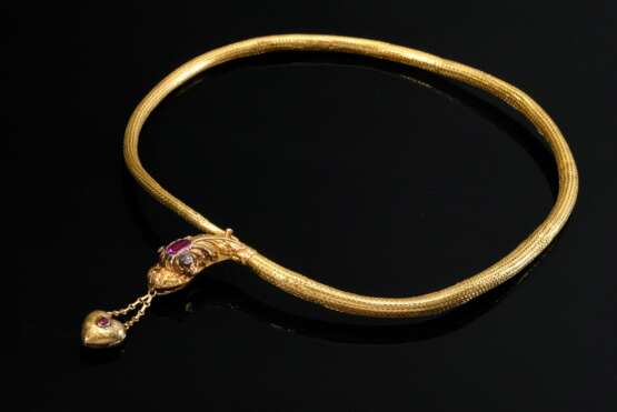 Finely knitted yellow gold 585 snake necklace, hea… - photo 1 Finely knitted yellow gold 585 snake necklace, hea… - photo 1