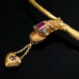 Finely knitted yellow gold 585 snake necklace, hea… - photo 2