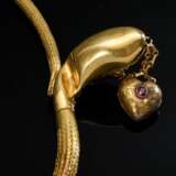 Finely knitted yellow gold 585 snake necklace, hea… - photo 3