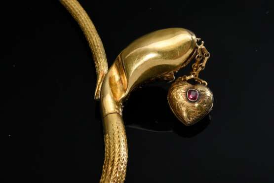 Finely knitted yellow gold 585 snake necklace, hea… - photo 3 Finely knitted yellow gold 585 snake necklace, hea… - photo 3