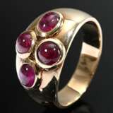 Wide yellow gold 585 band ring with cloverleaf mad… - photo 1