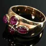 Wide yellow gold 585 band ring with cloverleaf mad… - photo 2