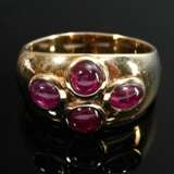 Wide yellow gold 585 band ring with cloverleaf mad… - photo 3