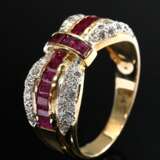 585 yellow gold loop ring with brilliant-cut diamo… - photo 1