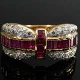 585 yellow gold loop ring with brilliant-cut diamo… - photo 3