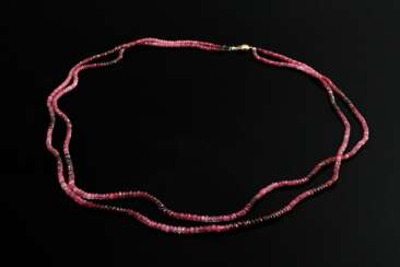 Double-row necklace made of faceted ruby beads in …