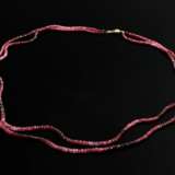 Double-row necklace made of faceted ruby beads in … - фото 1