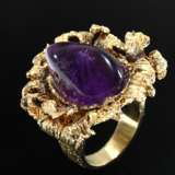 585 yellow gold ring with a marquise-cut amethyst … - photo 1