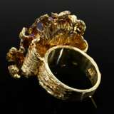 585 yellow gold ring with a marquise-cut amethyst … - photo 3