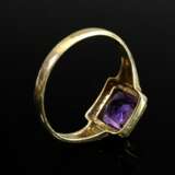 Fine yellow gold 585 ring with square amethyst, ci… - photo 4