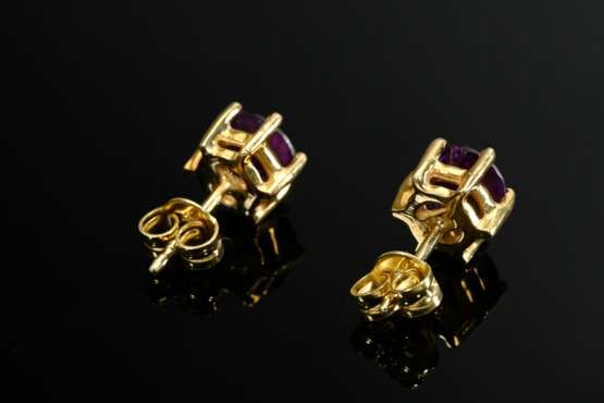 Pair of 585 yellow gold stud earrings with colourf… - photo 2