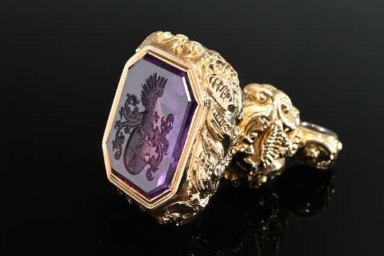 Biedermeier seal pendant with shell ornamentation … - photo 1