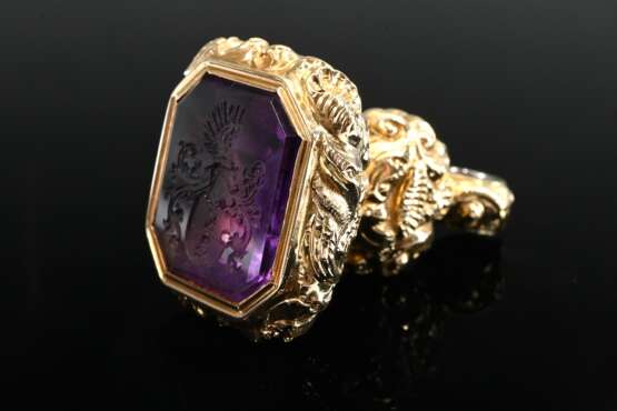 Biedermeier seal pendant with shell ornamentation … - photo 3