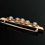 Delicate 585 rose gold bar pin with opal cabochons… - photo 2