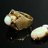 2 pieces of 585 yellow gold jewellery with opal ca… - фото 1