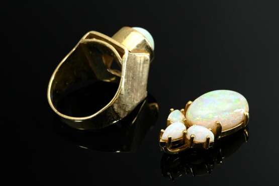 2 pieces of 585 yellow gold jewellery with opal ca… - фото 2 2 pieces of 585 yellow gold jewellery with opal ca… - фото 2