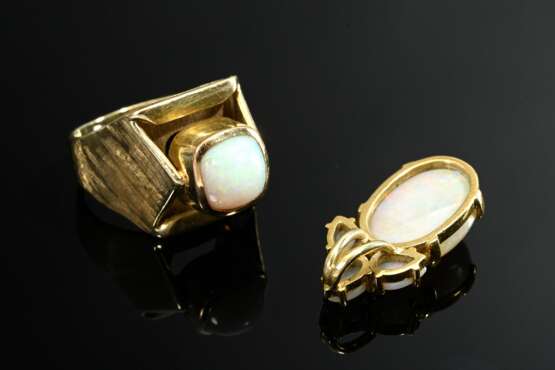 2 pieces of 585 yellow gold jewellery with opal ca… - фото 3 2 pieces of 585 yellow gold jewellery with opal ca… - фото 3