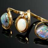 Expressive 750 yellow gold double ring with white … - фото 1