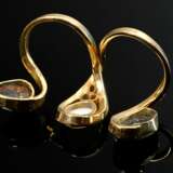 Expressive 750 yellow gold double ring with white … - фото 2