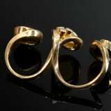 Expressive 750 yellow gold double ring with white … - фото 3