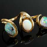 Expressive 750 yellow gold double ring with white … - фото 4