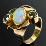 Handcrafted 585 yellow gold ring with opal cabocho… - фото 1