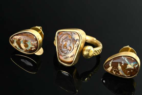 3 Teile handgearbeiteter Gelbgold 750 Schmuck mit … - Foto 1 3 Teile handgearbeiteter Gelbgold 750 Schmuck mit … - Foto 1