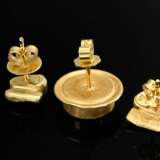 3 assorted 750 yellow gold stud earrings with blue… - фото 2